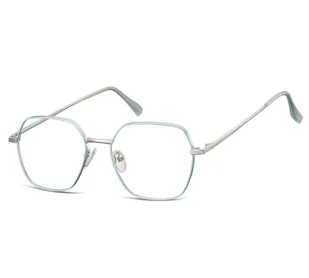 Okulary Sześciokątne zerówki oprawki optyczne 911A błękitno-srebrne - Okulary korekcyjne, oprawki, szkła - miniaturka - grafika 1