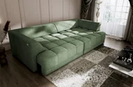 Sofy i kanapy - DOMO-HOME Duża sofa TIGA z elektrycznie rozkładanymi siedziskami 302x136cm| Stylowa i luksusowa Nowoczesny design do Twojego salonu Wygodna sofa rozkładana Kolor zielony APHRODITE - miniaturka - grafika 1