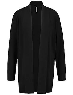 Swetry damskie - Gerry Weber Damski kardigan z prążkowanym ściągaczem, z długim rękawem, jednokolorowy, czarny, 46 - grafika 1