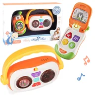 Zabawki interaktywne dla dzieci - Radio grające i telefonik z klapką 18m+ Zabawka 2w1 efekty świetlne - miniaturka - grafika 1