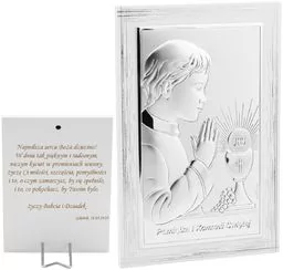 Obrazek Srebrny Chłopiec Pamiątka na I Komunię Św. Grawer - Dewocjonalia - miniaturka - grafika 1