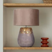 Lampy stojące - Näve Lampa stołowa Bronco, beżowa, ceramika/sztuczna skóra, wysokość 39 cm - miniaturka - grafika 1