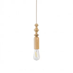 Lampa wisząca z dębowymi koralikami Loft Tammi biała maskownica i przewód w lnianym oplocie KOLOROWE KABLE - Lampy sufitowe - miniaturka - grafika 1
