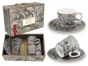 Kpl. 2 filiżanek espresso - V. van Gogh, Kwitnący Migdałowiec, srebrny (CARMANI) - Kubki - miniaturka - grafika 1