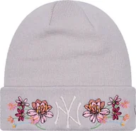 Czapki damskie - New Era Czapka zimowa damska NEW ERA NY Yankees Floral Cuff Knit Beanie beżowa - miniaturka - grafika 1