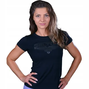 Beltor Koszulka Damska Black On Black T-shirt Sportowy Bawełna Czarny S - Koszulki i topy damskie - miniaturka - grafika 1