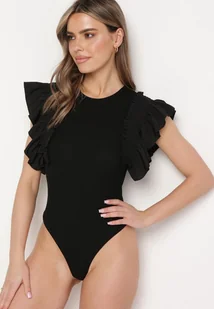Czarne Bawełniane Body z Rękawami z Falbanek Zapinane na Napy Gilines - Body - miniaturka - grafika 1