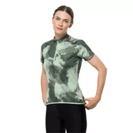 Koszulki i topy damskie - Damska koszulka rowerowa TOURER HALFZIP PRINT T W hedge green allover - XS - miniaturka - grafika 1
