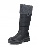 Kozaki damskie - RIEKER KOZAKI NA ZAMEK OCIEPLANE CZARNE 39 JRA - miniaturka - grafika 1