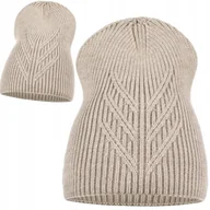 Czapki damskie - Czapka Zimowa Jesienna Ciepła Na Zimę Damska Kobieca Klasyczna Beż Beżowa - miniaturka - grafika 1