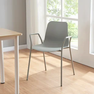 Krzesło do jadalni "Kankaanpää" metalowe plastikowe 80 x 57,5 x 52 cm jasnoszare - Krzesła - miniaturka - grafika 1