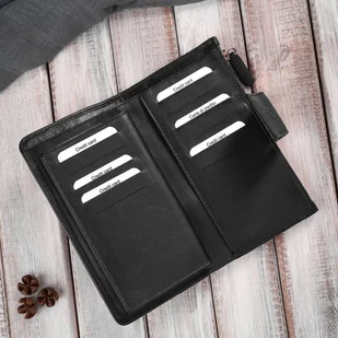 Portfel damski skórzany czarny duży pleciony Paolo Peruzzi AY-08-BL - Portfele Portfel damski skórzany czarny duży pleciony Paolo Peruzzi AY-08-BL - Portfele - miniaturka - grafika 1