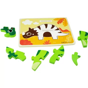 Drewniana kolorowa układanka puzzle dinozaury  Triceratops - Puzzle - miniaturka - grafika 1