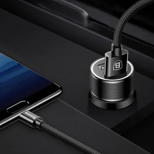 Baseus Small Screw 3.4A inteligentna ładowarka samochodowa 2x USB + kabel USB Typ-C 1m 2A czarny (TZXLD-B01) - Ładowarki samochodowe - miniaturka - grafika 9