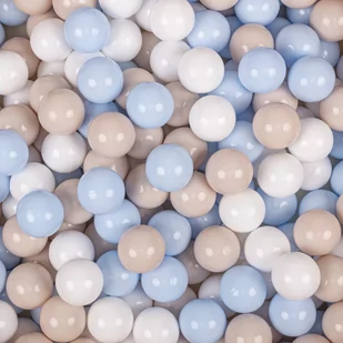 KiddyMoon Plastikowe piłeczki 7cm pastelowy beż-pastelowy niebieski-biały 50 Zabawka zestaw kulek - Zabawki do kąpieli - miniaturka - grafika 1