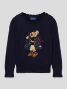 Swetry dla dziewczynek - Sweter z dzianiny z wyhaftowanym motywem i falistym wykończeniem - miniaturka - grafika 1