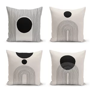 Czarno-beżowe poszewki na poduszki zestaw 4 szt. 43x43 cm – Minimalist Cushion Covers - Poszewki na poduszki - miniaturka - grafika 1