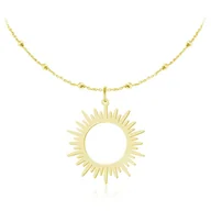 Łańcuszki - Srebrny naszyjnik Salina - Słońce - łańcuszek kulki - 24k złocenie - miniaturka - grafika 1