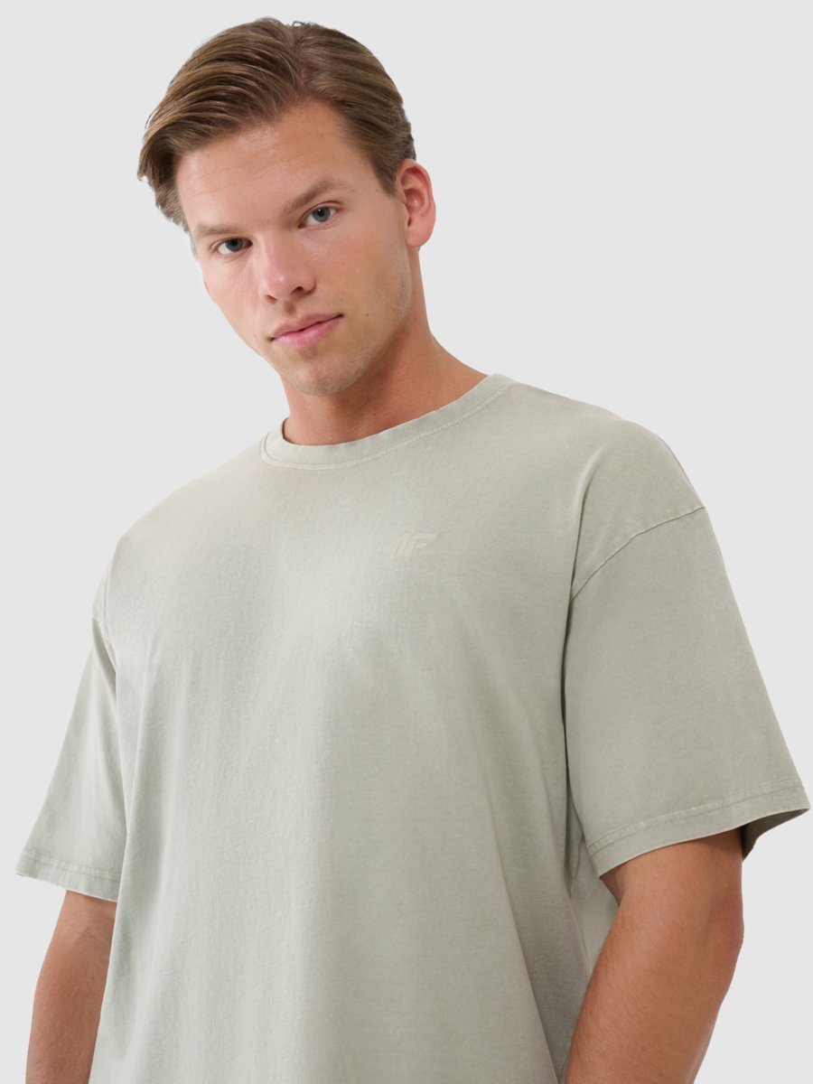 4F T-shirt męski oversize gładki 4FWSS25TTSHM1961-44S Zielony Roz. XL