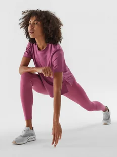 Damskie legginsy treningowe 4F 4FWAW24TFTIF30 - różowe - Spodnie sportowe damskie - miniaturka - grafika 1