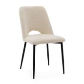 Krzesła - Krzesło tapicerowane do salonu jadalni boucle teddy ORO ecru jasnobeżowe - miniaturka - grafika 1