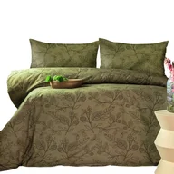 Pościel - Komplet pościeli 220x200 100% BAWEŁNA satynowa zielone listki Green Luxury - miniaturka - grafika 1