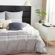 Pościel - Spod Igły I Nitki Pościel satynowa 160x200 beżowa szara pasy S003 I14 - miniaturka - grafika 1