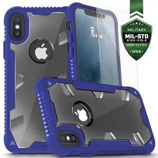 Zizo Proton Case Pancerne etui iPhone X ze szkłem 9H na ekran (Blue/Trans Clear) - Etui i futerały do telefonów - miniaturka - grafika 1