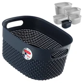 Pojemniki biurowe - Koszyk prostokątny 3,5L Curver Filo Recycled, granatowy - miniaturka - grafika 1