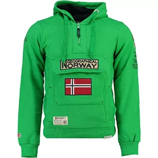 Geographical Norway GYMCLASS męska bluza z kapturem Kangura męska bluza z logo z długim rękawem - bluza sportowa regulier (), Zielony Gn, S - Bluzy męskie - miniaturka - grafika 1