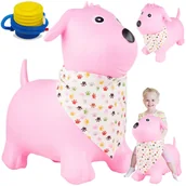 Piłki dla dzieci - SKOCZEK GUMOWY DLA DZIECI PIESEK DO SKAKANIA PIŁKA RÓŻOWY U976R - miniaturka - grafika 1