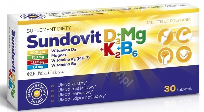 Polski Lek Sundovit D3+Mg+K2+B6 x 30 tabl