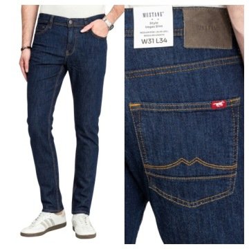 Spodnie Jeansowe Męskie Mustang Vegas Slim Niebieskie Denim W34 L36