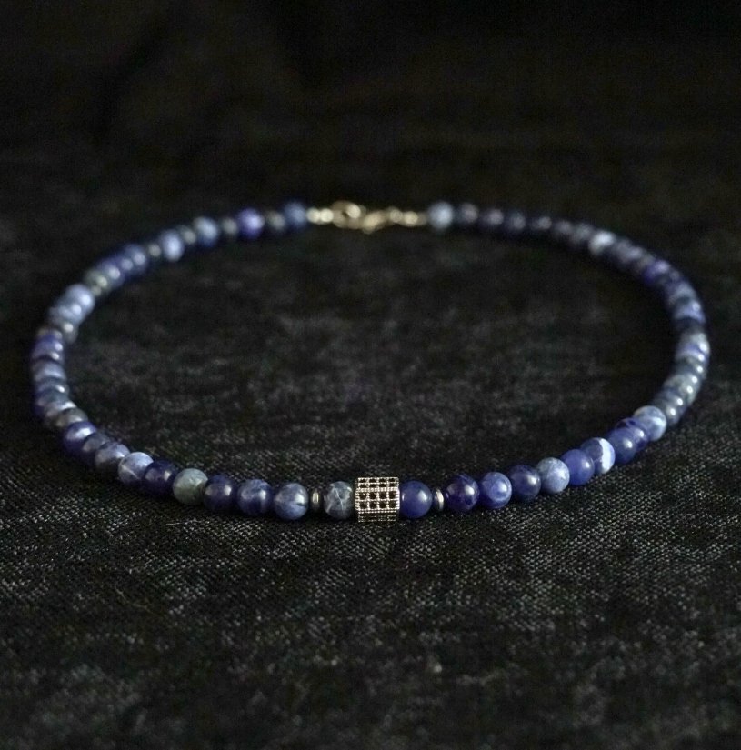 Naszyjnik Sodalit 6mm - Crystals Break Męski Talizman Prezent
