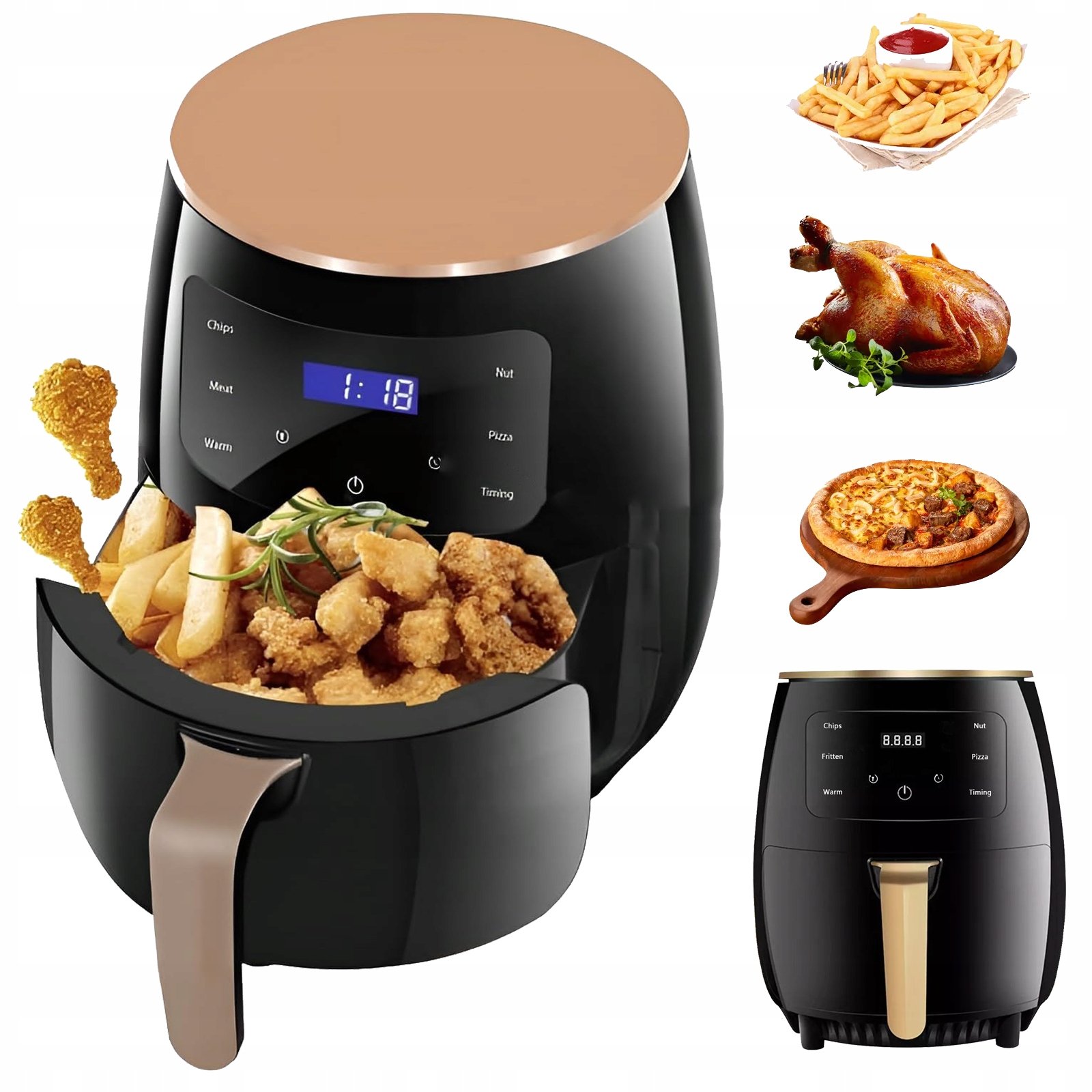 Frytkownica Beztłuszczowa 2400W Frytownica Air Fryer 6L Duża LCD Rodzinna