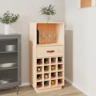 Stojaki na wino - Lumarko Szafka na wino, czarny, 45x34x100 cm, lite drewno sosnowe - miniaturka - grafika 1