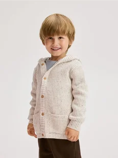 Reserved - Bawełniany kardigan z kapturem - złamana biel - Bluzy i sweterki niemowlęce - miniaturka - grafika 1