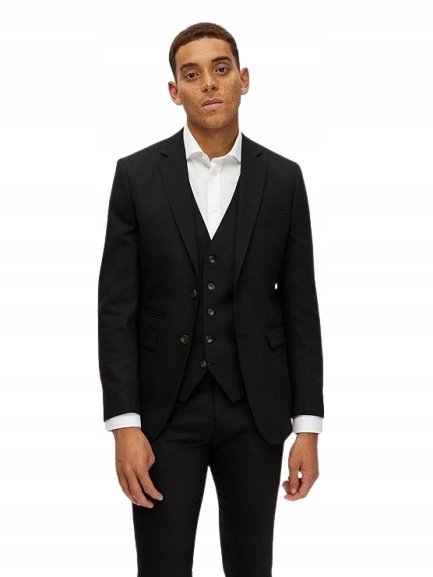 Selected Homme Marynarka Męska Czarna do Garnituru z Wełną 94 Jsi