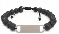Bransolety męskie - Męska bransoletka 925 z koralikami z czarnej lawy GRAWER - miniaturka - grafika 1