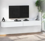 Szafki RTV - Szafka Rtv Wisząca 280cm Biały Wysoki Połysk Meblościanka Nowoczesna Tv - miniaturka - grafika 1