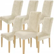 Pokrowce na meble - ZESTAW 6SZT. POKROWIEC NA KRZESŁO ELASTYCZNY WELUR KASZMIROWY BEŻ - miniaturka - grafika 1
