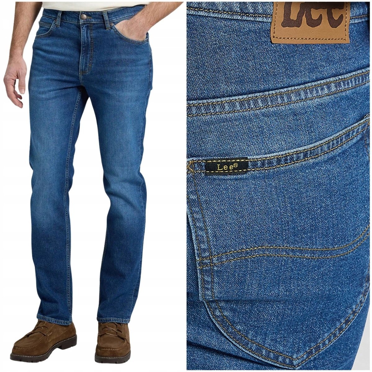 Lee Rider slim Yes Man lekko dopasowane ciemne spodnie jeansowe W32 L34