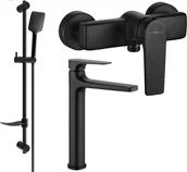 Zestawy baterii łazienkowych - Mexen Lynx DF62 zestaw prysznicowy, czarny - 745914DF62-70 - miniaturka - grafika 1