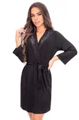 Szlafroki damskie - Szlafrok damski Sonia czarny - miniaturka - grafika 1