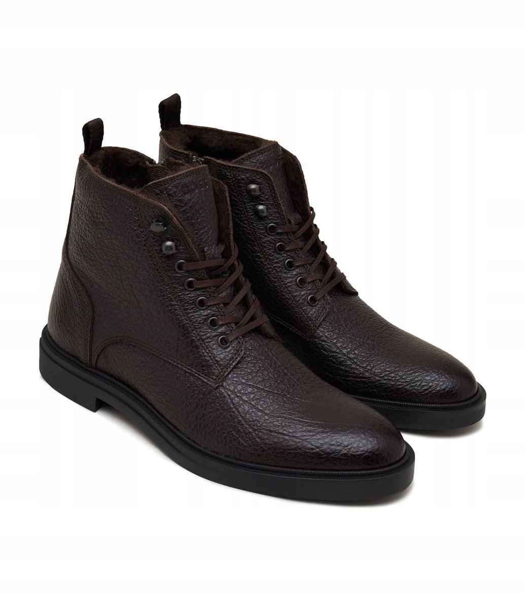 BOSS MĘSKIE BRĄZOWE TRZEWIKI SKÓRZANE Z ZAMKIEM 46 16GA