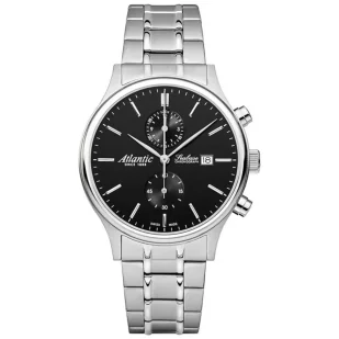 Zegarek Srebrny zegarek Męski Atlantic Seabase Chronograph z bransoletą 64457.41.61 - Zegarki męskie - miniaturka - grafika 1