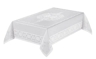 Obrus plamoodporny teflonowany elegancki 140x350 Atena biały - Obrusy i serwetki Obrus plamoodporny teflonowany elegancki 140x350 Atena biały - Obrusy i serwetki - miniaturka - grafika 1