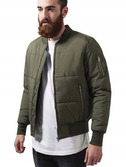 URBAN CLASSICS KURTKA MĘSKA BOMBER ZIELONA NA ZAMEK M J7A