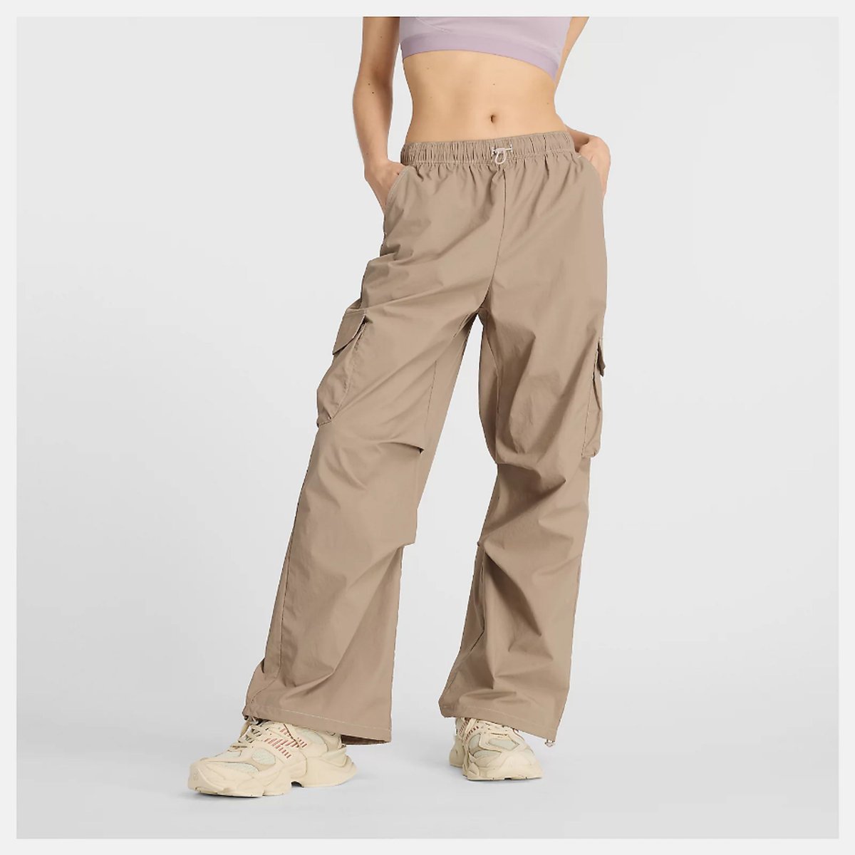 Spodnie damskie new balance Pantalone Cargo wp43534lmr brązowy