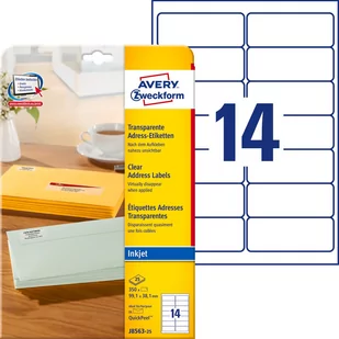 Avery Zweckform Etykiety adresowe Zweckform 99,1 x 38,1 mm (do kopert dl) do drukarek atramentowych; przezroczyste ZW243 - Etykiety do drukarek - miniaturka - grafika 1